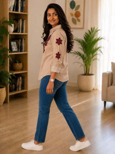 Women Embroidered Shirts Perfect for Casual and Formal Wear in Cotton Fabric
