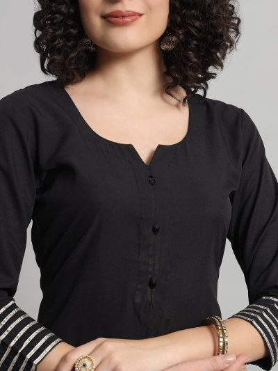 Adaa Bazaar Women's Readymade Suit (black) with Dupatta