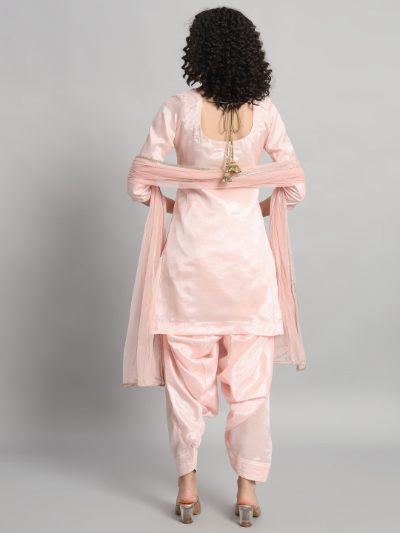 Adaa Bazaar Women's Readymade Patiala Suit (baby Pink) with Dupatta