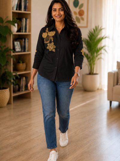 Women Embroidered Shirts Perfect for Casual and Formal Wear in Cotton Fabric