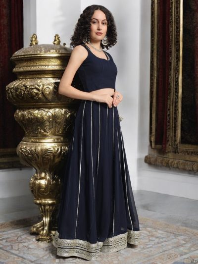 Adaa Bazaar Women's Readymade Black Lehenga with Choli & Dupatta
