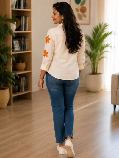 Women Embroidered Shirts Perfect for Casual and Formal Wear in Cotton Fabric