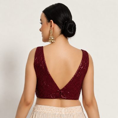 Adaa Bazaar Sequins Party Wear Cut Sleeves Stitched Blouse