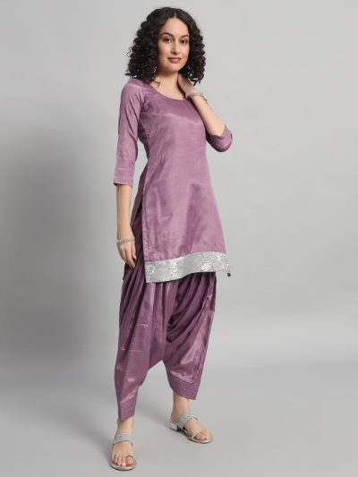 Adaa Bazaar Women's Readymade Patiala Suit (purple) with Dupatta