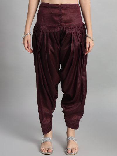 Adaa Bazaar Women's Readymade Patiala Suit (wine) with Dupatta