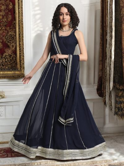 Adaa Bazaar Women's Readymade Black Lehenga with Choli & Dupatta