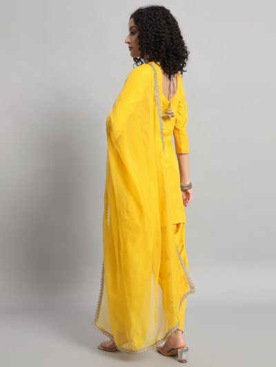 Adaa Bazaar Women's Readymade Patiala Suit (yellow) with Dupatta