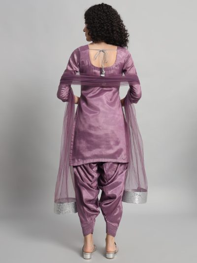 Adaa Bazaar Women's Readymade Patiala Suit (purple) with Dupatta