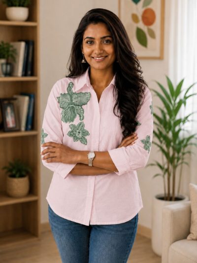 Women Embroidered Shirts Perfect for Casual and Formal Wear in Cotton Fabric