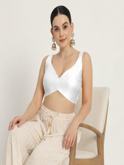 Adaa Bazaar Women's Readymade White Blouse with Pad