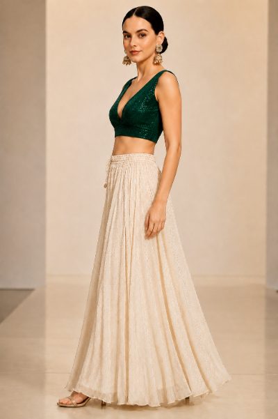 Adaa Bazaar Sequins Party Wear Cut Sleeves Stitched Blouse