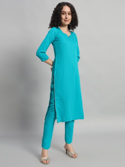 Adaa Bazaar Women's Readymade Suit (blue) with Dupatta