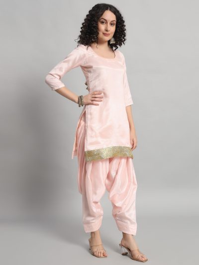 Adaa Bazaar Women's Readymade Patiala Suit (baby Pink) with Dupatta