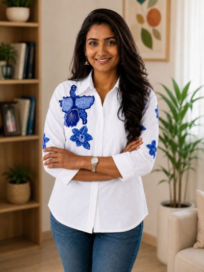 Women Embroidered Shirts Perfect for Casual and Formal Wear in Cotton Fabric