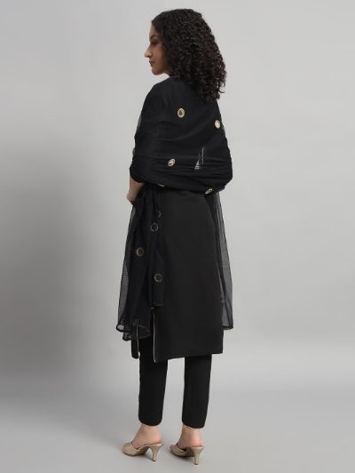 Adaa Bazaar Women's Readymade Suit (black) with Dupatta