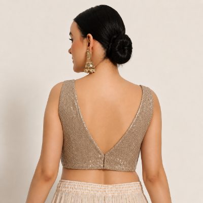 Adaa Bazaar Sequins Party Wear Cut Sleeves Stitched Blouse