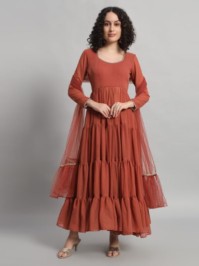 Adaa Bazaar Women's Readymade Anarkali Suit with Dupatta