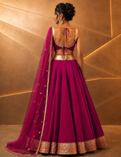 Adaa Bazaar Women’s Designer Velvet Lehenga Choli Set with Dupatta