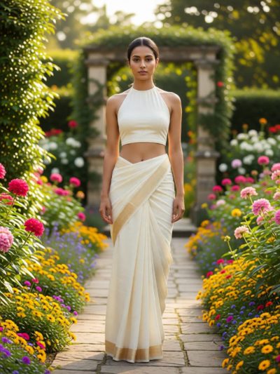 Ready to Wear Saree Dress with Stitched Blouse with Pad