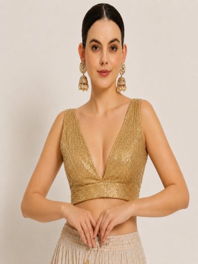 Adaa Bazaar Sequins Party Wear Cut Sleeves Stitched Blouse