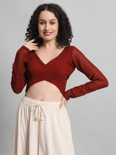 Adaa Bazaar Women’s Maroon Solid Padded Readymade Blouse