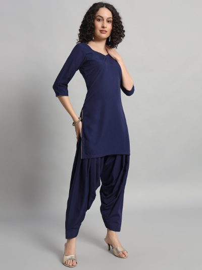 Adaa Bazaar Women's Readymade Patiala Suit (blue) with Dupatta