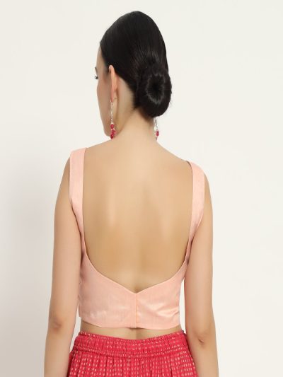 Adaa Bazaar Women's Readymade Pink Blouse with Cut Sleeves