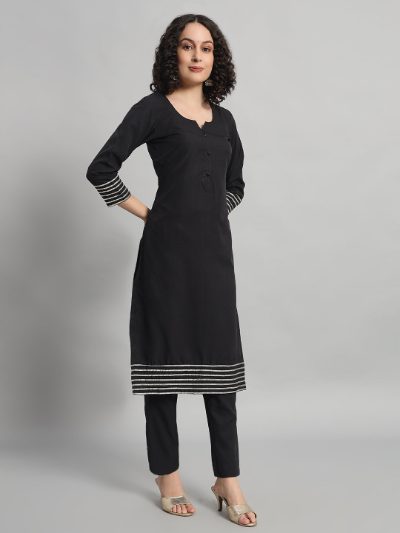 Adaa Bazaar Women's Readymade Suit (black) with Dupatta