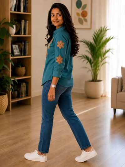 Women Embroidered Shirts Perfect for Casual and Formal Wear in Cotton Fabric