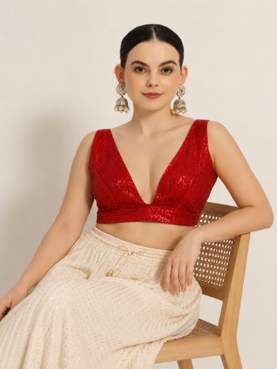 Adaa Bazaar Sequins Party Wear Cut Sleeves Stitched Blouse